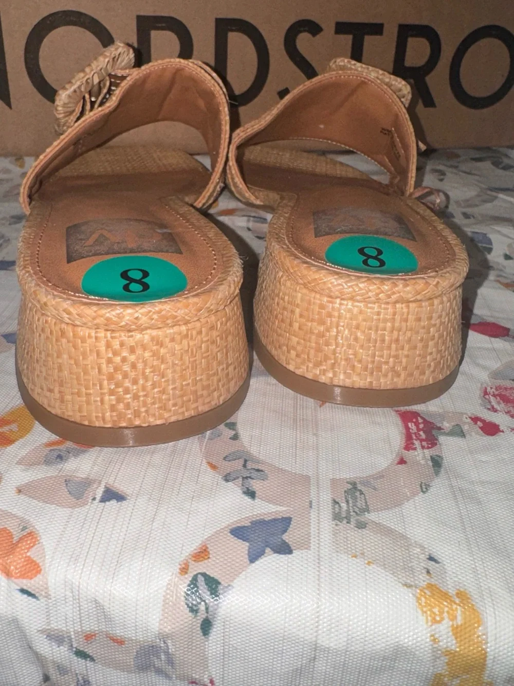 Nordstrom Tan Woven Buckle Mule Sandals